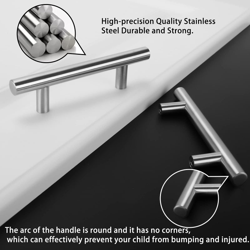 homdiy Cabinet Handles Brushed Nickel 40 Pack 3-1/2in(90mm) Hole Center Drawer Pulls Stainless Steel Kitchen Drawer Door Handles for Dresser Drawers - Image 4